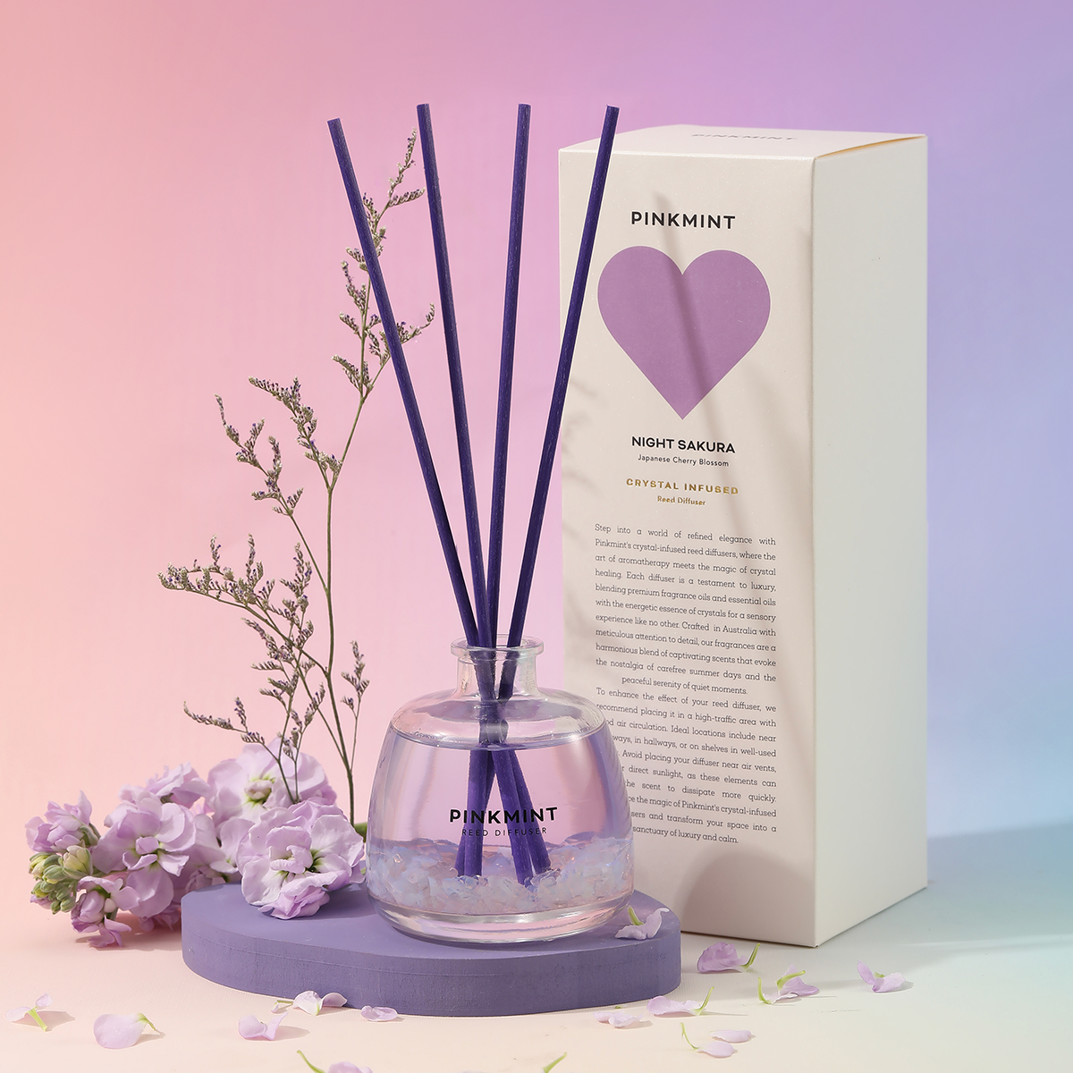 PINK MINT Crystal Infused Reed Diffuser